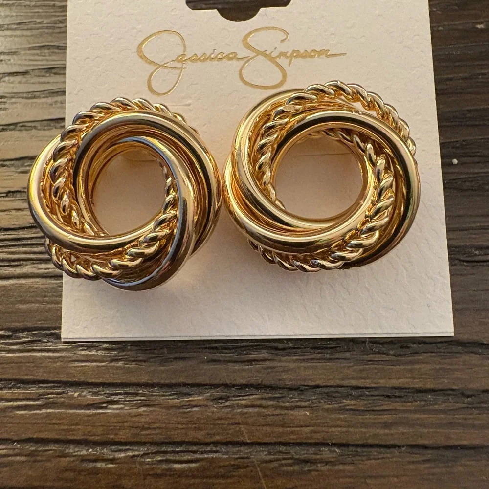 NEW Jessica Simpson Twisted Gold Earrings